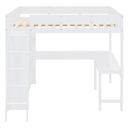 Nestfair Full Size Loft Bed with Desk and Shelf