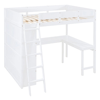 Nestfair Full Size Loft Bed with Desk and Shelf