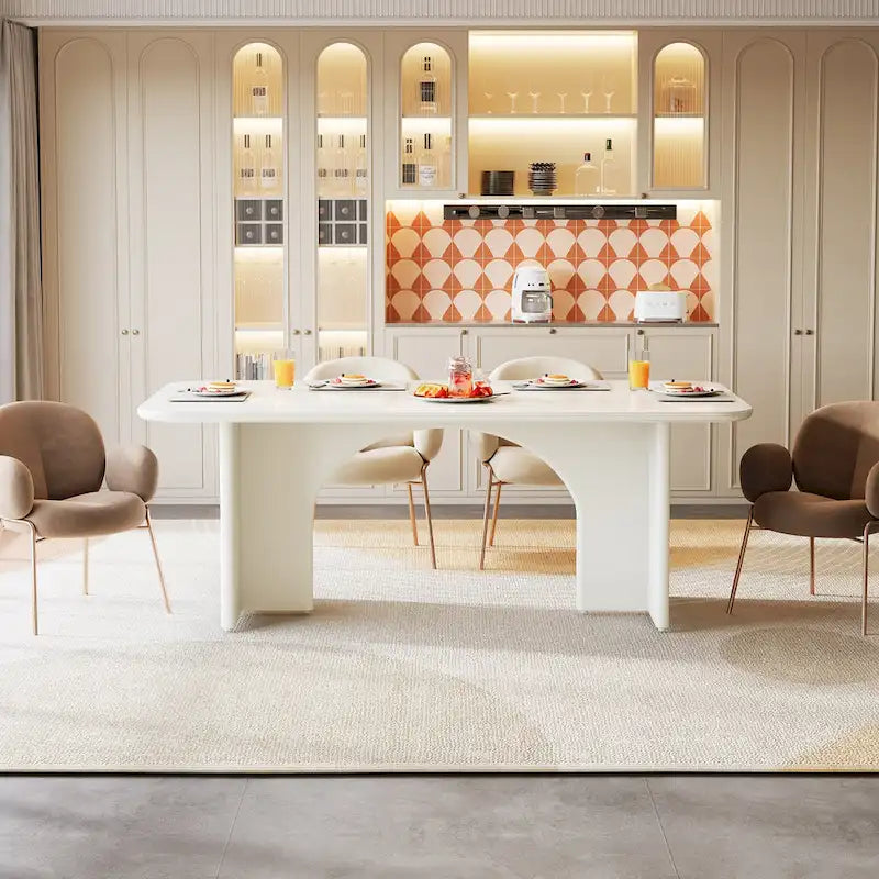 63-in Large Dining Table for 4-6 People, Modern Rectangle Kitchen Table