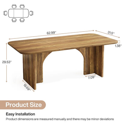 63-in Large Dining Table for 4-6 People, Modern Rectangle Kitchen Table