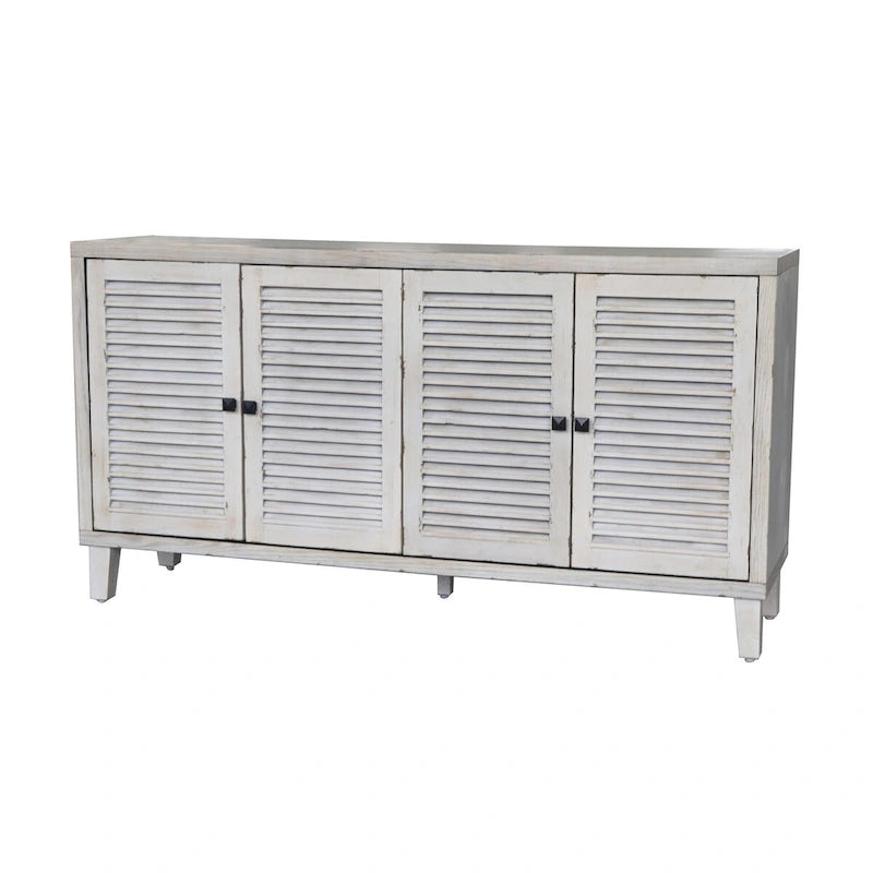 Wooden Cabinet Sideboard Buffet Accent Cabinet 4 Shutter Door