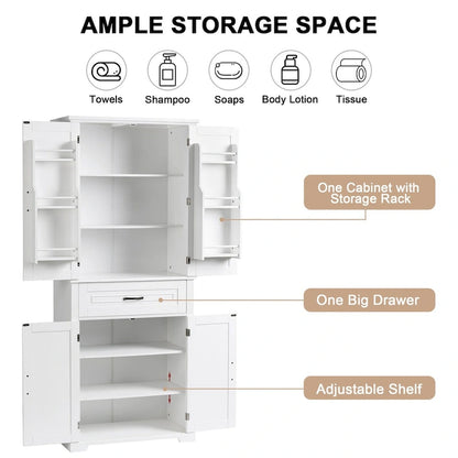 Bathroom Storage Cabinet with Doors and Drawer,Multiple Storage Space,Adjustable Shelf