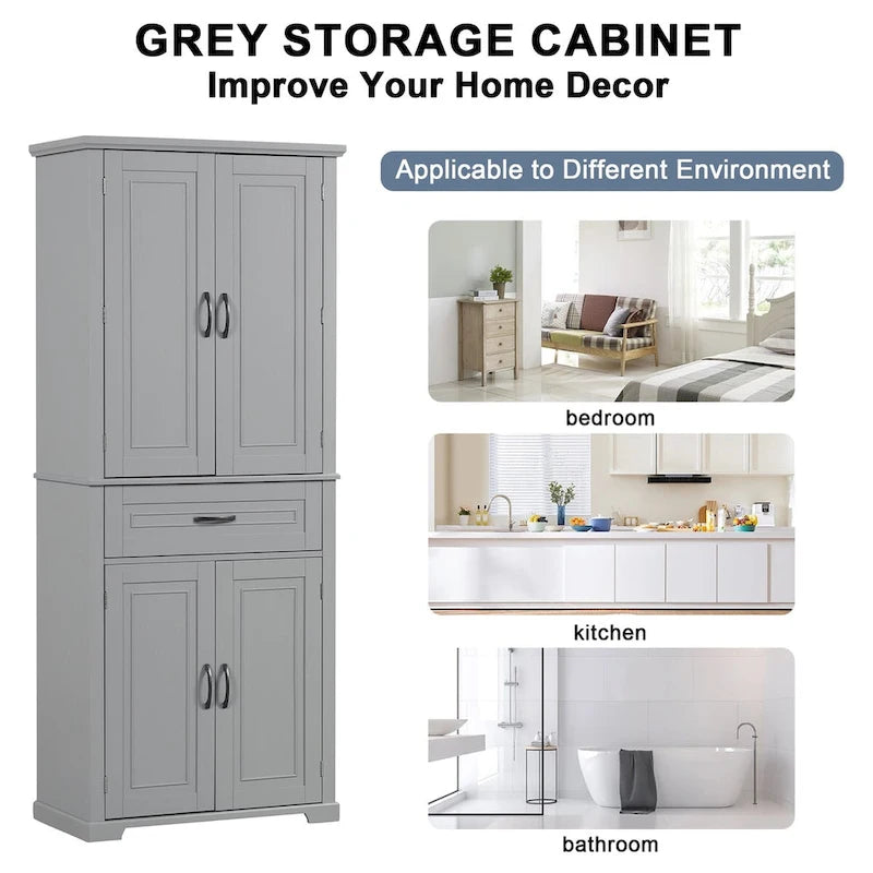 Bathroom Storage Cabinet with Doors and Drawer,Multiple Storage Space,Adjustable Shelf