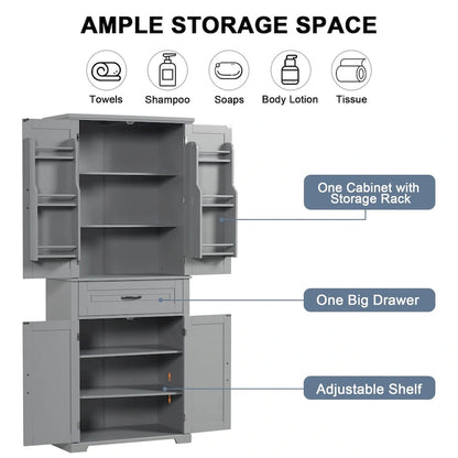 Bathroom Storage Cabinet with Doors and Drawer,Multiple Storage Space,Adjustable Shelf