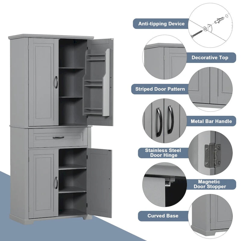 Bathroom Storage Cabinet with Doors and Drawer,Multiple Storage Space,Adjustable Shelf