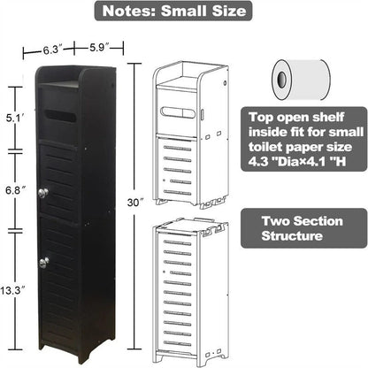 Small Bathroom Storage Cabinet for Small Spaces - 6.4D x 6W x 30H