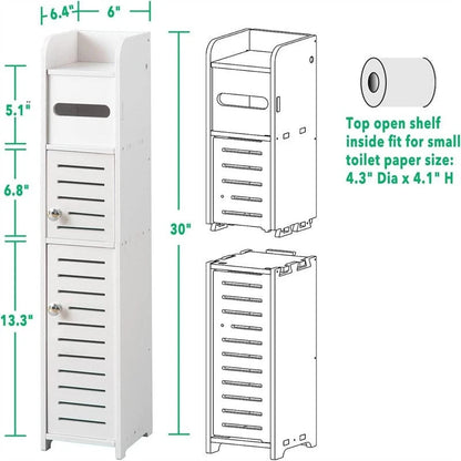Small Bathroom Storage Cabinet for Small Spaces - 6.4D x 6W x 30H