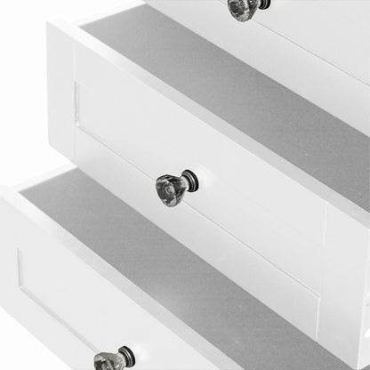Tall Freestanding Storage Organizer Linen Tower, Vanity Closet, Bathroom Cabinet with 2 Open shelves, 3 Drawers, and a Closet