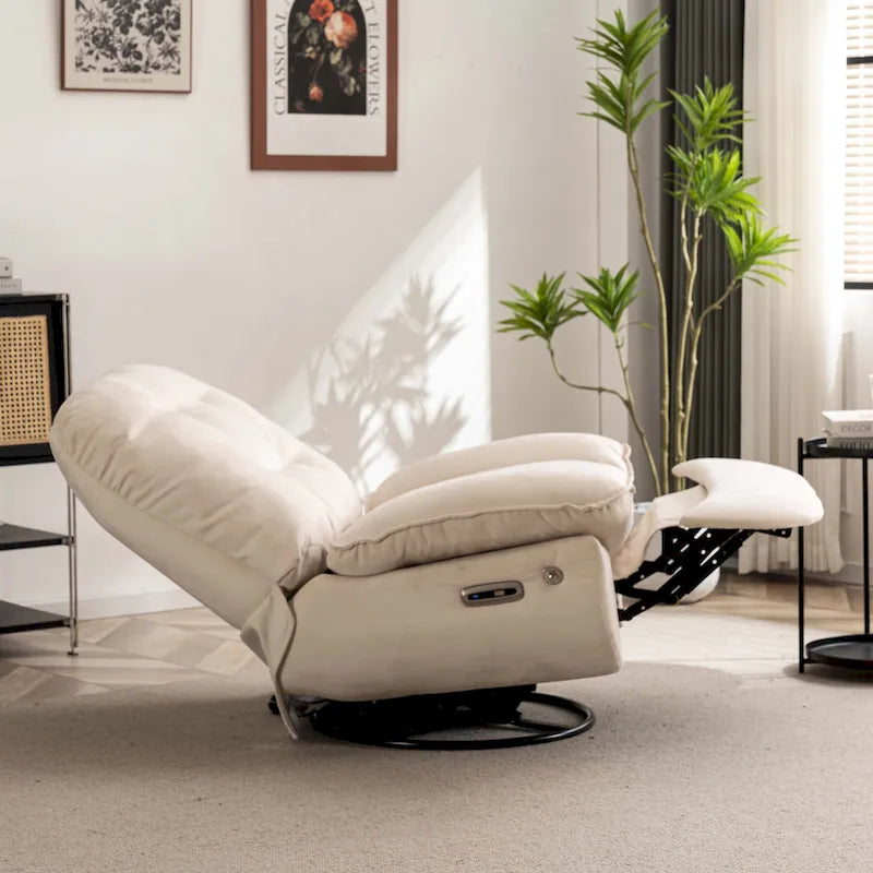 Power Swivel Recliner With USB Charger and Bluetooth Music Player