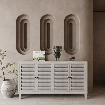 4 Door Wooden Cabinet Sideboard for Living Room