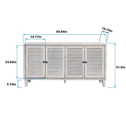 4 Door Wooden Cabinet Sideboard for Living Room