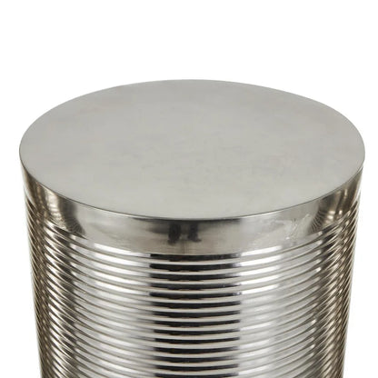 Metal Ribbed or Metallic Ribbed Drum Side End Accent Table - Set of 3 Silver or Gold - Roche River Decor