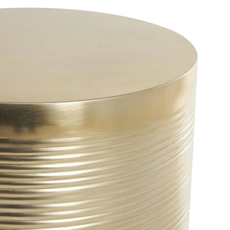 Metal Ribbed or Metallic Ribbed Drum Side End Accent Table - Set of 3 Silver or Gold - Roche River Decor
