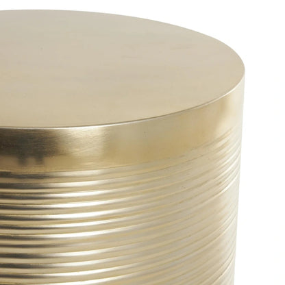 Metal Ribbed or Metallic Ribbed Drum Side End Accent Table - Set of 3 Silver or Gold - Roche River Decor