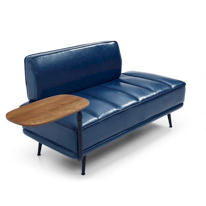 56.3Width End of Bed Bench,Faux Leather Upholstered With side table,360-degree Swivel tray couch,Entryway Ottoman,Metal Legs