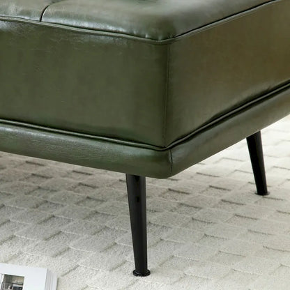56.3Width End of Bed Bench,Faux Leather Upholstered With side table,360-degree Swivel tray couch,Entryway Ottoman,Metal Legs