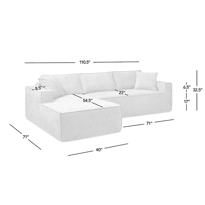Brenley 110.5 Sofa-in-a-Box Chenille Upholstered Frameless 2-Piece Sectional Sofa