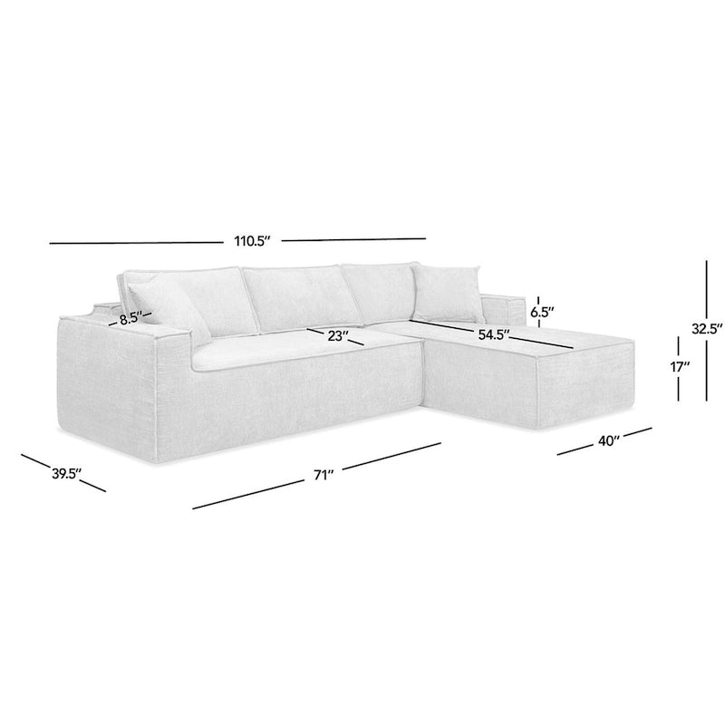 Brenley 110.5 Sofa-in-a-Box Chenille Upholstered Frameless 2-Piece Sectional Sofa