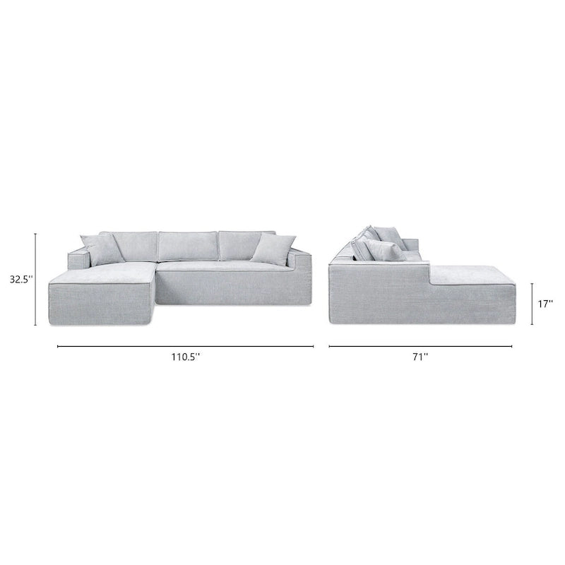 Brenley 110.5 Sofa-in-a-Box Chenille Upholstered Frameless 2-Piece Sectional Sofa