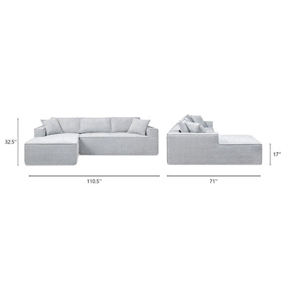 Brenley 110.5 Sofa-in-a-Box Chenille Upholstered Frameless 2-Piece Sectional Sofa