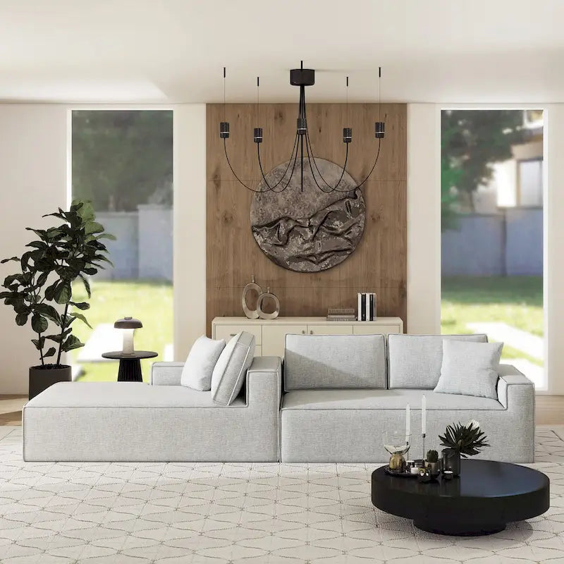 Brenley 110.5 Sofa-in-a-Box Chenille Upholstered Frameless 2-Piece Sectional Sofa