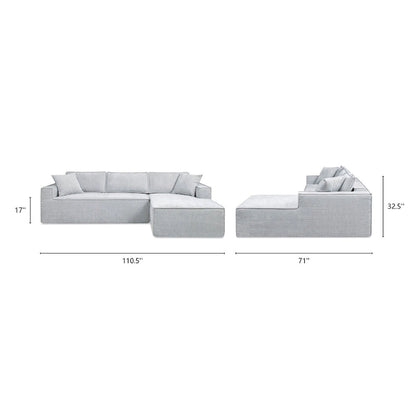 Brenley 110.5 Sofa-in-a-Box Chenille Upholstered Frameless 2-Piece Sectional Sofa