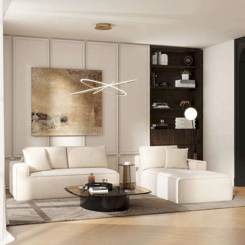 Brenley 110.5 Sofa-in-a-Box Chenille Upholstered Frameless 2-Piece Sectional Sofa