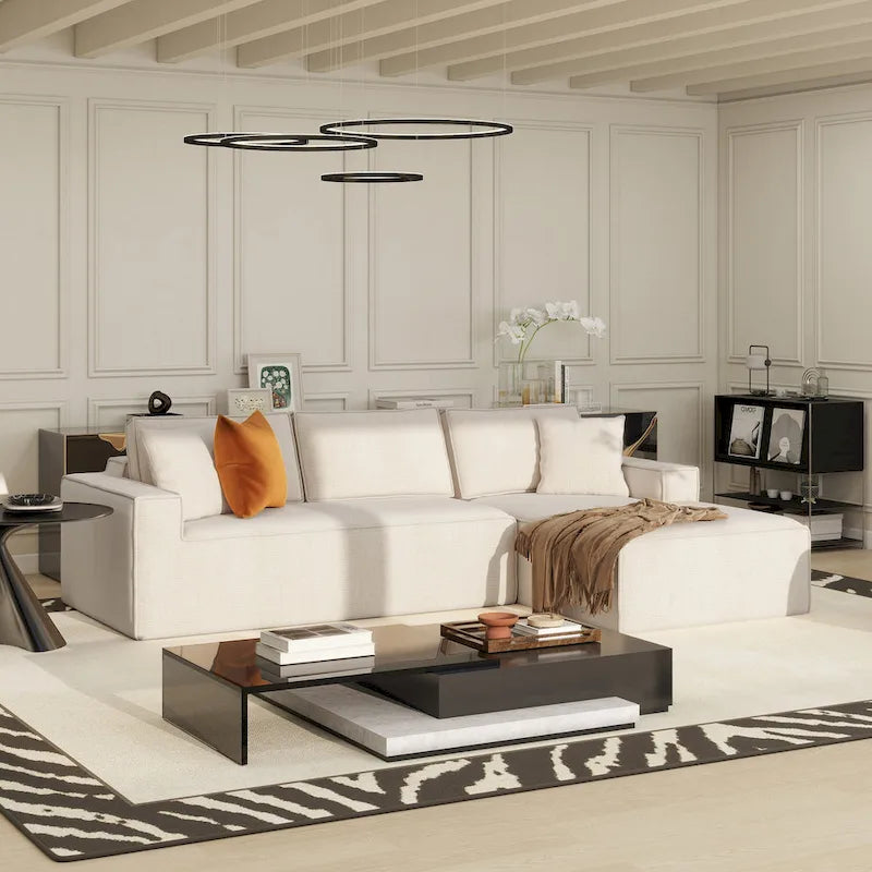 Brenley 110.5 Sofa-in-a-Box Chenille Upholstered Frameless 2-Piece Sectional Sofa