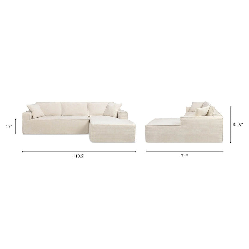 Brenley 110.5 Sofa-in-a-Box Chenille Upholstered Frameless 2-Piece Sectional Sofa