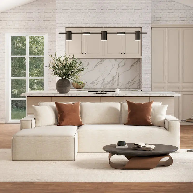 Brenley 110.5 Sofa-in-a-Box Chenille Upholstered Frameless 2-Piece Sectional Sofa