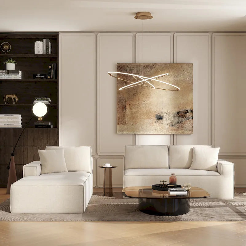 Brenley 110.5 Sofa-in-a-Box Chenille Upholstered Frameless 2-Piece Sectional Sofa