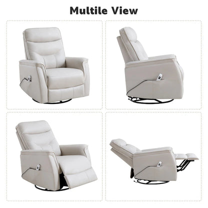 HOMYKA Swivel Power Recliner Faux Leather Glider With USB Port