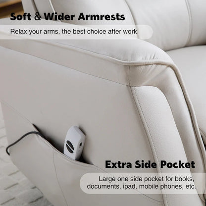 HOMYKA Swivel Power Recliner Faux Leather Glider With USB Port