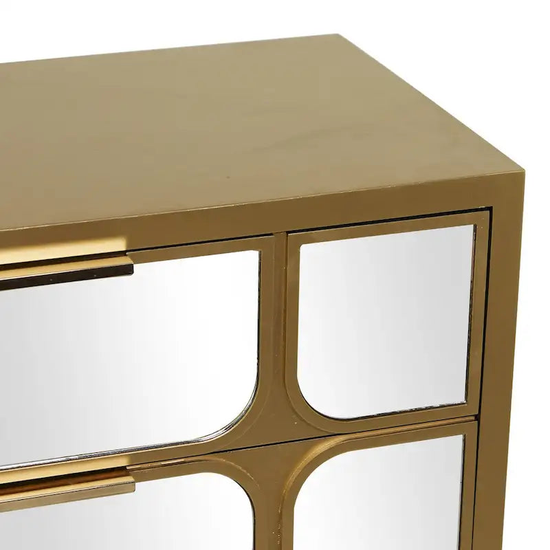 Wooden Room Cabinet with Mirrored Front - Gold or Black - Roche River Decor
