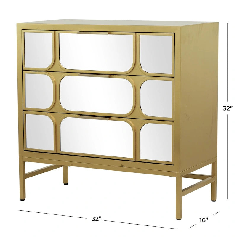 Wooden Room Cabinet with Mirrored Front - Gold or Black - Roche River Decor