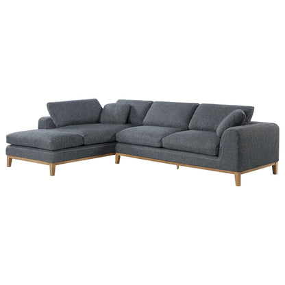 2 Piece L Shaped Modular Sectional Sofa with 2 Pillows, Woven Gray Fabric
